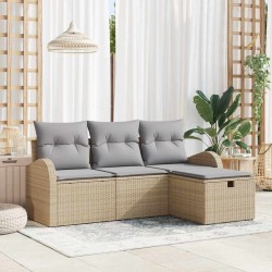 Ensemble de Canapés 4 pcs Beige et Gris clair polyrotin 566583566583