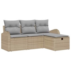 Ensemble de Canapés 4 pcs Beige et Gris clair polyrotin 566583566583