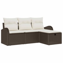 Ensemble de Canapés 4 pcs Marron et Crème polyrotin 566584566584