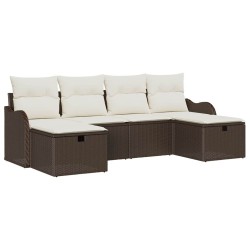 Ensemble de Canapés 6 pcs Marron et Crème polyrotin 566585566585