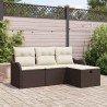 Ensemble de canapé de jardin 4 pcs Marron et Crème polyrotin 566586566586