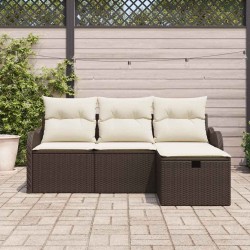 Ensemble de canapé de jardin 4 pcs Marron et Crème polyrotin 566586566586