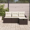 Ensemble de canapé de jardin 4 pcs Marron et Crème polyrotin 566586566586