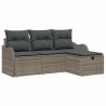Ensemble de canapé de jardin avec coussin 4 pcs Gris polyrotin 566587566587