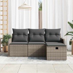 Ensemble de canapé de jardin avec coussin 4 pcs Gris polyrotin 566587566587