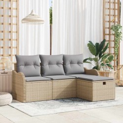 Ensemble de canapé de jardin 4 pcs Beige et Gris clair 566588566588