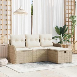 Ensemble de canapé de jardin 4 pcs Beige et crème polyrotin 566589566589