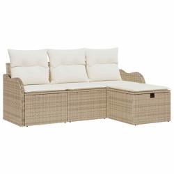 Ensemble de canapé de jardin 4 pcs Beige et crème polyrotin 566589566589