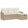 Ensemble de canapé de jardin 4 pcs Beige et crème polyrotin 566589566589