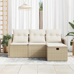 Ensemble de canapé de jardin 4 pcs Beige et crème polyrotin 566589566589
