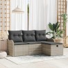 Ensemble de canapé de jardin 4 pcs Gris clair polyrotin 566590566590