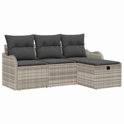 Ensemble de canapé de jardin 4 pcs Gris clair polyrotin 566590566590