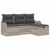 Ensemble de canapé de jardin 4 pcs Gris clair polyrotin 566590566590