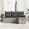 Ensemble de canapé de jardin 4 pcs Gris clair polyrotin 566590566590
