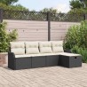 Ensemble de canapé de jardin 5 pcs Noir et crème Poly rotin 566591566591