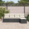 Ensemble de canapé de jardin 5 pcs Noir et crème Poly rotin 566591566591