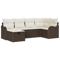 Ensemble de canapé de jardin 6 pcs Marron et Crème polyrotin 566594566594
