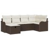 Ensemble de canapé de jardin 6 pcs Marron et Crème polyrotin 566594566594