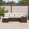 Ensemble de canapé de jardin 6 pcs Marron et Crème polyrotin 566594566594