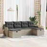 Ensemble de Canapés avec coussin 6 pcs Gris clair polyrotin 566595566595