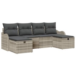 Ensemble de Canapés avec coussin 6 pcs Gris clair polyrotin 566595566595