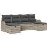 Ensemble de Canapés avec coussin 6 pcs Gris clair polyrotin 566595566595