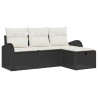 Ensemble de Canapés avec coussin 4 pcs Noir et Crème polyrotin 566597566597