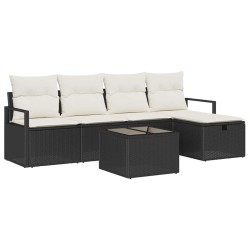 Ensemble de Canapés avec coussin 6 pcs Noir et Crème polyrotin 566598566598
