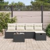 Ensemble de Canapés avec coussin 6 pcs Noir et Crème polyrotin 566598566598
