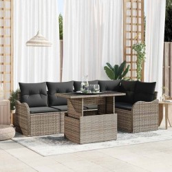 Ensemble de canapé de jardin 6 pcs Gris Poly Rattan 566601566601