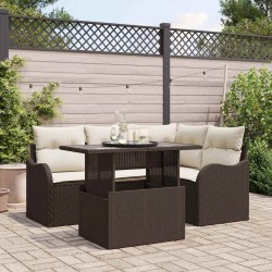 Ensemble de canapé de jardin 5 pcs Marron Poly Rattan 566603566603
