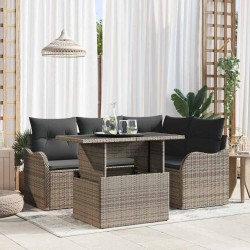 Ensemble de canapé de jardin 5 pcs Gris Poly Rattan 566604566604
