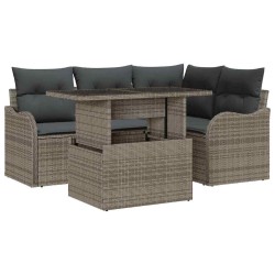 Ensemble de canapé de jardin 5 pcs Gris Poly Rattan 566604566604