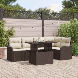 Ensemble de canapé de jardin 6 pcs Marron Poly Rattan 566607566607
