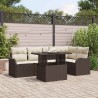 Ensemble de canapé de jardin 6 pcs Marron Poly Rattan 566607566607