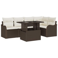 Ensemble de canapé de jardin 6 pcs Marron Poly Rattan 566607566607