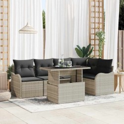 Ensemble de canapé de jardin 6 pcs Gris clair Poly Rattan 566608566608
