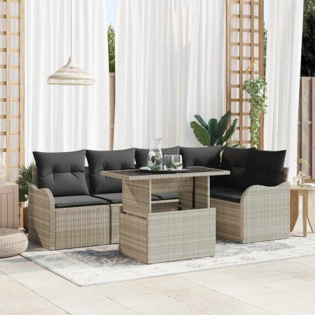 Ensemble de canapé de jardin 6 pcs Gris clair Poly Rattan 566608566608
