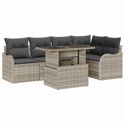 Ensemble de canapé de jardin 6 pcs Gris clair Poly Rattan 566608566608
