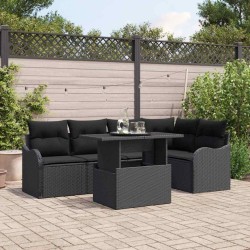 Ensemble de canapé de jardin 6 pcs Noir Poly Rattan 566611566611