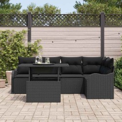 Ensemble de canapé de jardin 6 pcs Noir Poly Rattan 566611566611