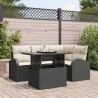 Ensemble de canapé de jardin avec coussin 5 pcs Noir Poly rotin 566612566612