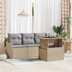 Ensemble de canapé de jardin 5 pcs Beige polyrotin 566613566613