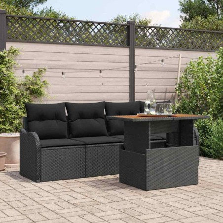 Ensemble de canapé de jardin avec stockage 5 pcs Noir polyrotin 566615566615