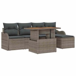 Ensemble de canapé de jardin 6 pcs Gris Poly rotin 566617566617