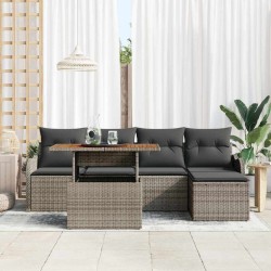 Ensemble de canapé de jardin 6 pcs Gris Poly rotin 566617566617
