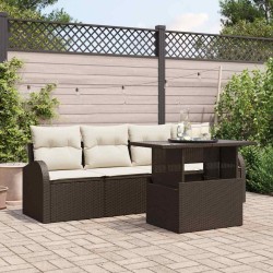 Ensemble de canapé de jardin 5 pcs Marron Poly Rattan 566619566619