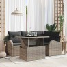 Ensemble de canapé de jardin avec coussin 5 pcs Gris Poly rotin 566620566620