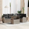 Ensemble de canapé de jardin avec coussin 6 pcs Gris Poly rotin 566626566626