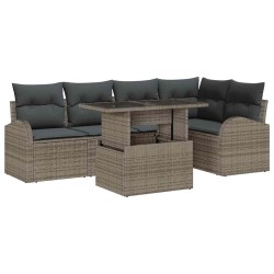 Ensemble de canapé de jardin avec coussin 6 pcs Gris Poly rotin 566626566626
